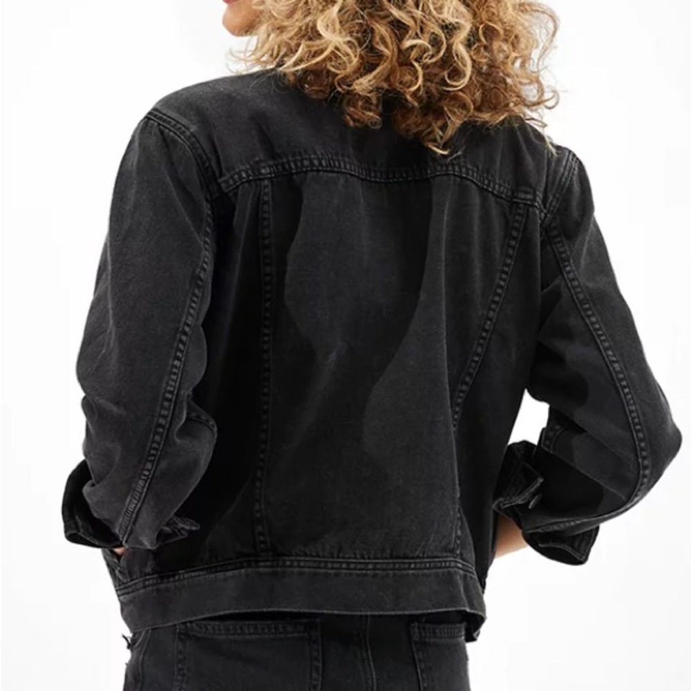 American Eagle Front Pocket Button Front Black Je… - image 5